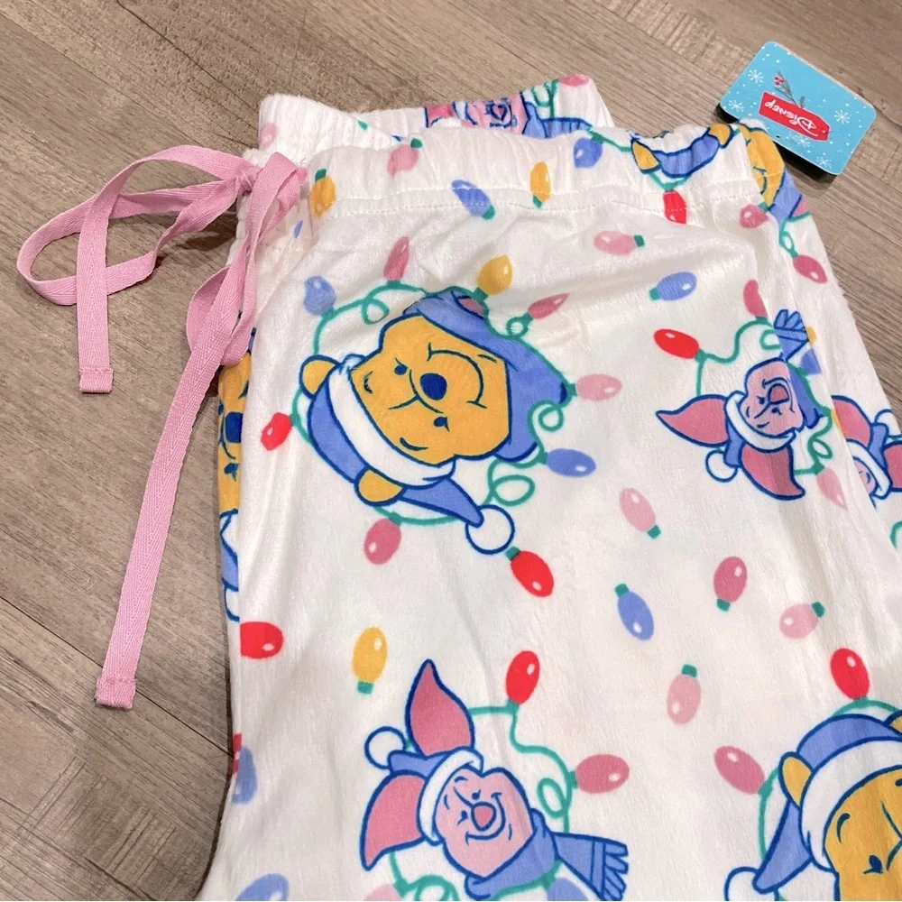 NEW Disney Winnie the Pooh Piglet Christmas Fleece Pajama Pants Pink XL‎ - Picture 2 of 3